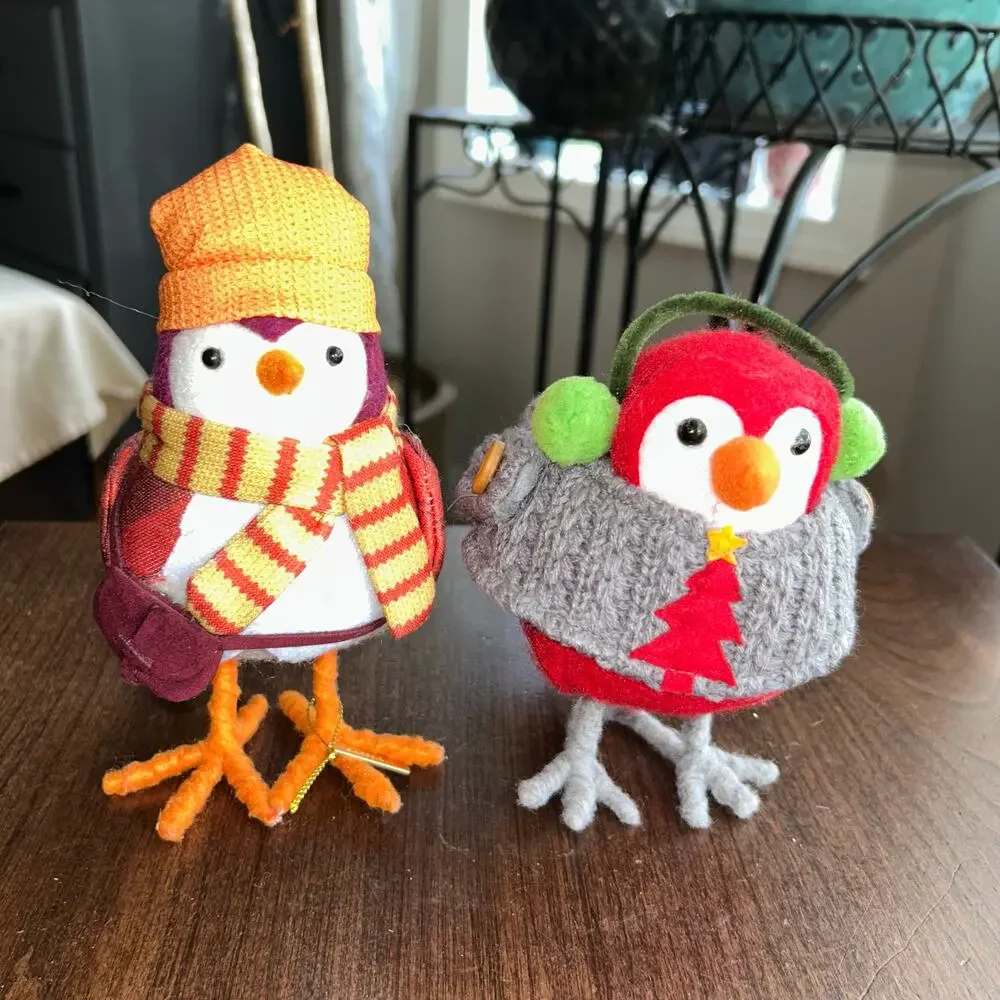Target Wondershop Featherly Friends fabric bird figurines Conifer & saffron